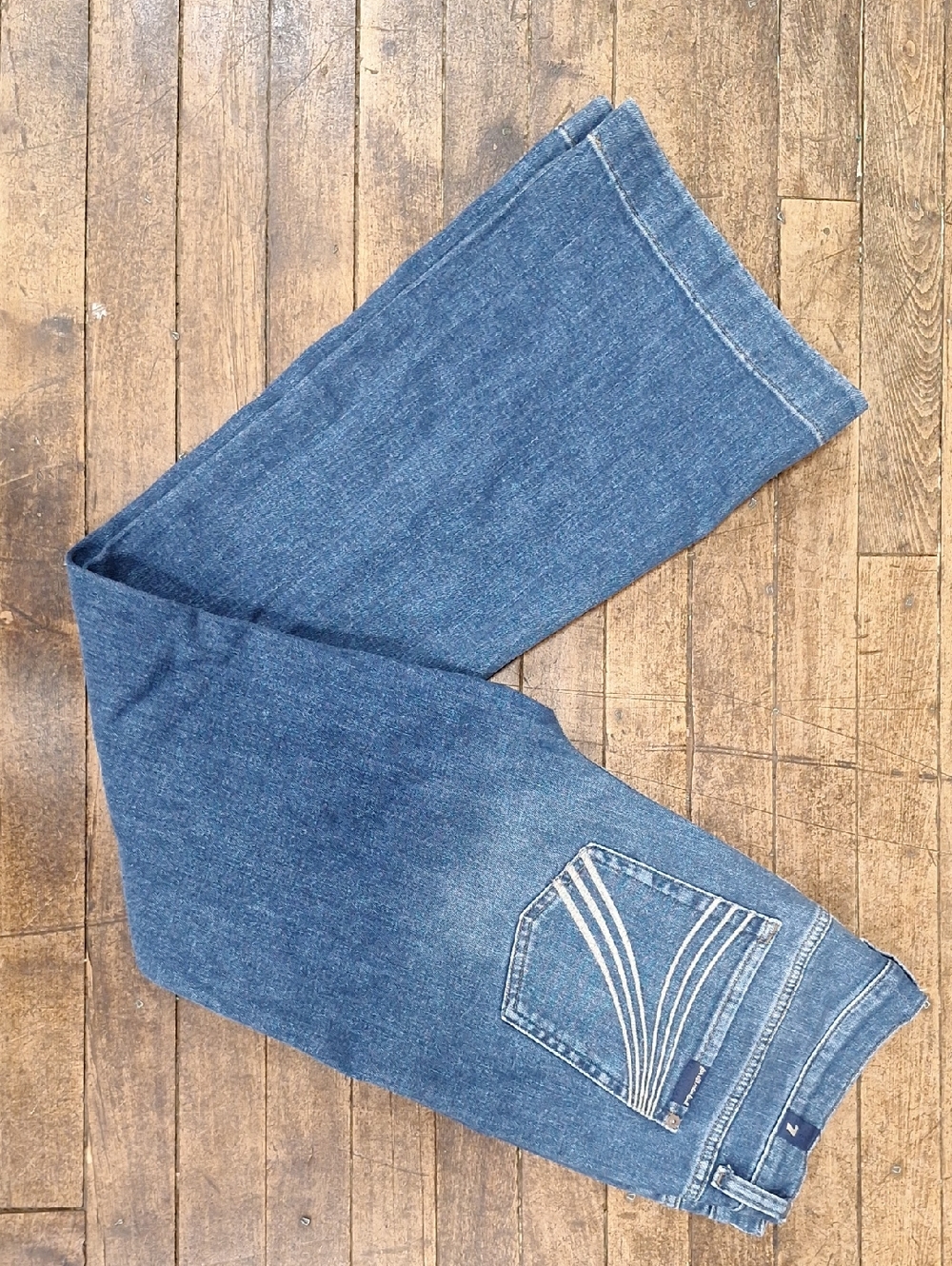 7's For All Mankind Dark Blue Denim Jeans with Contrast Stitching